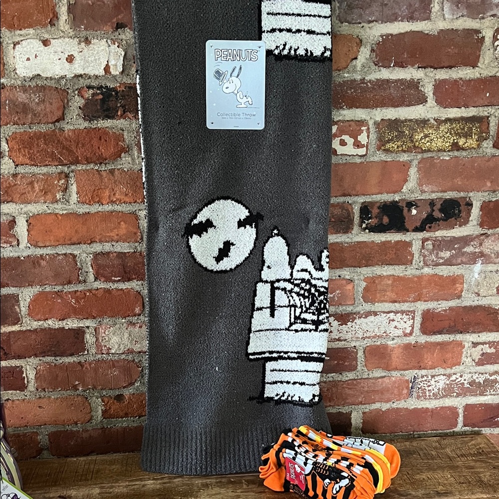 Peanuts Gray and Black throw collectible Halloween